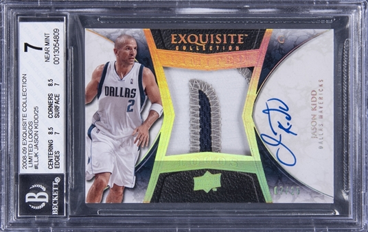 2008-09 Upper Deck Exquisite Collection “Limited Logos” #LL-JK Jason Kidd Signed Patch Card (#07/25) - BGS NM7/BGS 10
